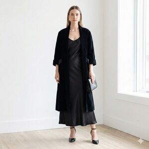 Vintage Dejac Paris 1980s Black Velvet Bow Back Opera Coat - One Size